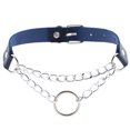 thumbnail image 1 of Collar de clavícula con círculo de Metal de PU con personalidad de moda, joyería para mujer (azul oscuro), 1 of 1