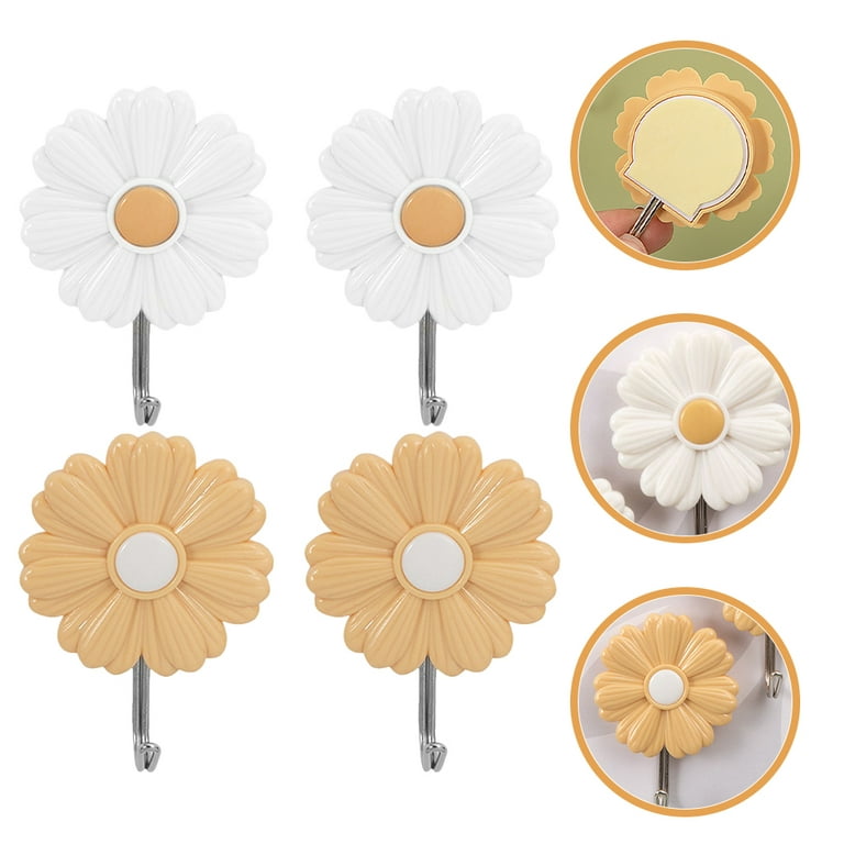 Daisy Sticky Hook Adhesive Hat Hooks for Wall Stainless Steel Decor Child  Wall-mounted Bohemia 8 Pcs 