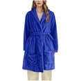 thumbnail image 2 of Fanxing Custom Robes for Women Personalized Face Robe Flannel Nightwear Customized Bathrobes Sleepwear Short Shaggy Blue L, 2 of 6