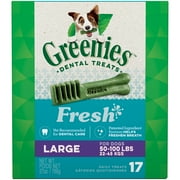 GREENIES Large Natural Dog Dental Care Chews Oral Health Dog Treats Fresh Flavor, 27 oz. Pack (17 Treats)