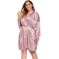 thumbnail image 2 of GFDYREE Women's Plus Size Satin Robes Plus Size Silky Kimonos Robes Sleepwear,Short, 2 of 5