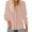 Pink, variant on Women Trendy Blouses Casual Loose Henley Tops Pullover Hollow-Out Button Long Sleeve Shirts Solid Color Pleates Top