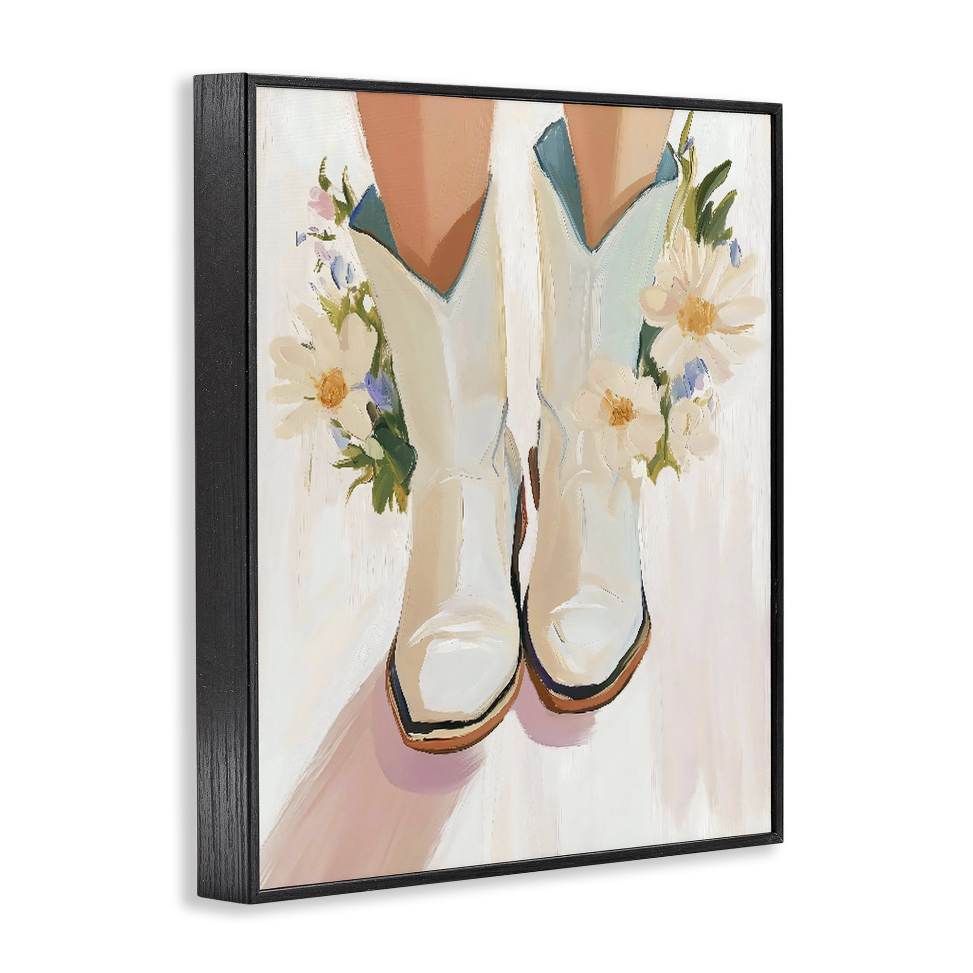 Stupell Industries Blooming Cowgirl Boots Black Framed Giclee Art, design by The Prints Vibe