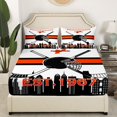 thumbnail image 3 of Erosebridal Sports Bed Sheets Set Full Size,Ice Hockey Puck Sheet Set for Fan,White Black Orange Sheets,Hockey Flat Fitted Sheet with 2 Pillowcases Bedroom Decor(Philadelphia), 3 of 5