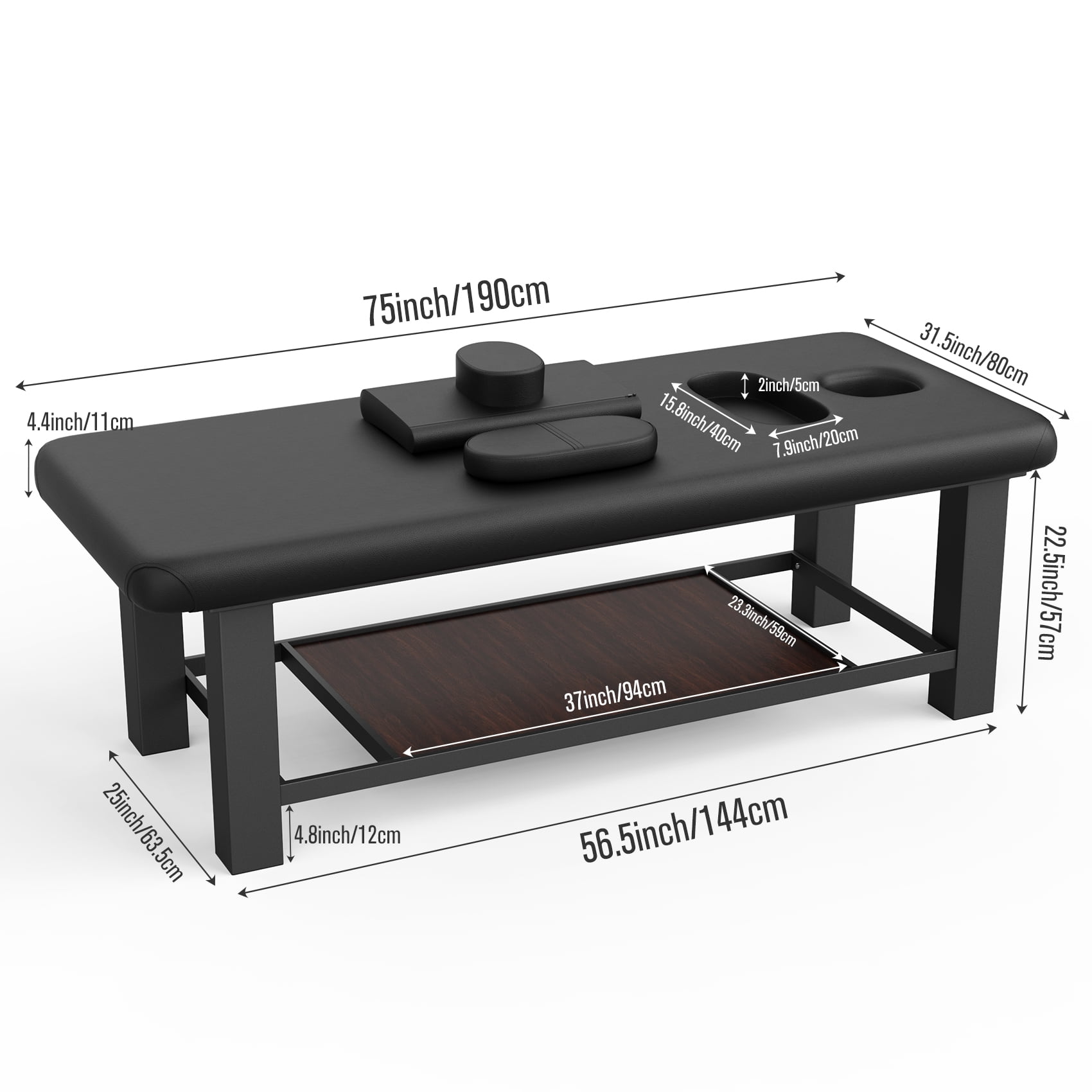 Miniyam 80" -PU Leather Beauty Salon Beauty Bed Modern Massage Table - 700lb  - No Adjustable Backrest Tie