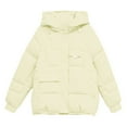 thumbnail image 4 of Winter Coats For Women Hooded Down Coat Long Sleeve Full Zipper Oversized Baggy Short Down Jacket Outwear, 4 of 7