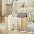 thumbnail image 4 of 95L Extra Large Blanket Basket, 24" x 16.9" x 14.2" Woven Storage Basket for Living Room, Rectangle Nursery Blanket Storage for Toys, Towels, Dirty Clothes (Jute), 4 of 15