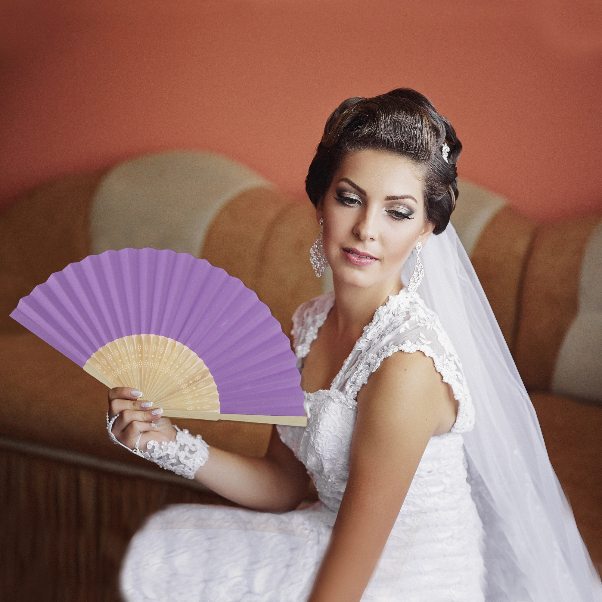 Unique Bargains Portable DIY 7-Inch Blank Folding Fan 1 Pc Purple