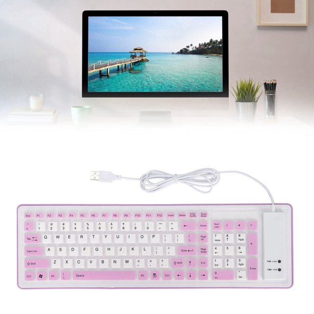 Foldable Silicone Keyboard, 103 Keys Mute Keyboard USB Wired Keyboard Waterproof Rollup Keyboard for PC Laptop
