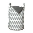 thumbnail image 1 of Abstract Laundry Bag, Simplistic Circular Symmetrical Motifs Repetitive Wavy Monochrome Pattern, Hamper Basket with Handles Drawstring Closure for Laundromats, 13" x 19", White and Grey, by Ambesonne, 1 of 4