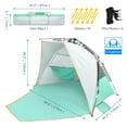 thumbnail image 2 of WolfWise 3-4 Person Easy Up Beach Tent UPF 50+ Portable Instant Sun Shelter Canopy Umbrella with Extended Zippered Porch, Mint Green, 2 of 8