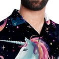 thumbnail image 5 of Starry Unicorn Men's Short Sleeve Spread Collar Poplin Button Down Casual Printed Summer Beach Unisex Shirts, 5 of 6