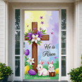thumbnail image 4 of Watercolor Themed Easter Banner with Cross Bunnies Flowers and Eggs Backdrop Background for Easter Party Church Celebrations Religious Events and Spring Decorations, 4 of 7