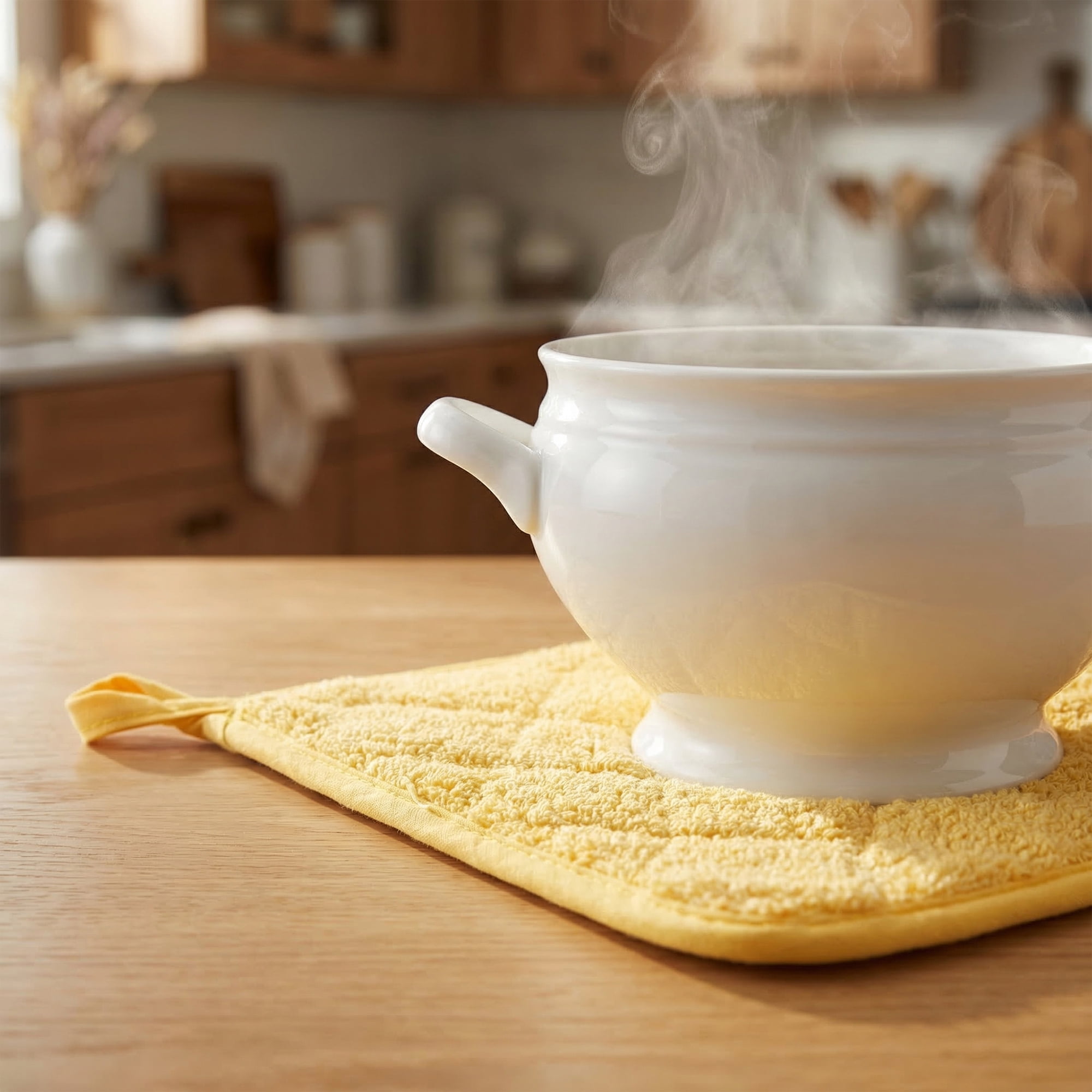 Unique Bargains 2 Pcs Square Pot Holders Heat Resistant Non Slip Pads Yellow 7.1"x7.1"