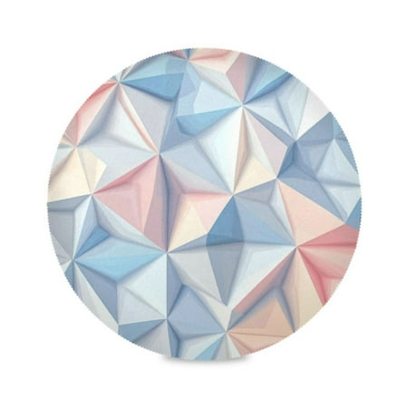 

Round Placemat Set 15.4 Inch Diameter Table Mats Heat-Resistant Decorative for Dining Tables Pastel Geometric Pattern