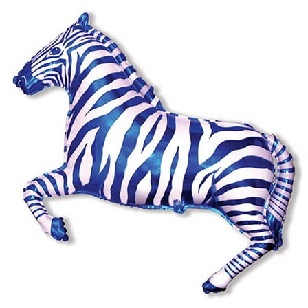 42 inch Zebra - Blue Foil Mylar Balloon - Party Supplies Decorations