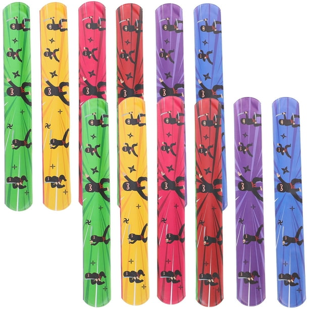 ColoMX 12 Piezas Pulseras Ninja Slap Pulseras Ninja PARTY Snap Pulseras para Niños Pulseras para Cumpleaños Favores de Fiesta Samurai Premios en el Aula Recompensas Escolares