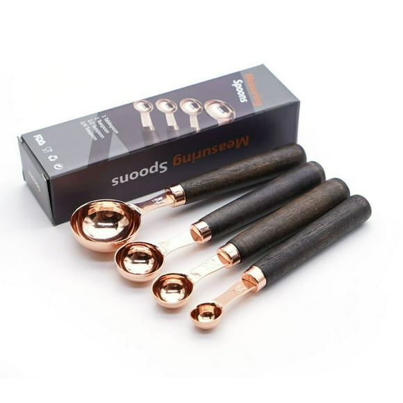 Gold Bakeware Rose Gold Stainless Steel Measuring Spoon Baking Tool 4 Piece Set Log Handle Plated Copper Measuring Spoon