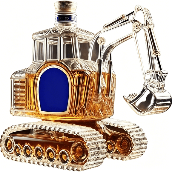 ACDANC Whiskey Decanter Bottle 10.2Oz 3D Excavator-Shaped Whiskey Wine Bottle, Novelty Hand Carved Empty Wine Carafe Liquor Storage, Home Bar Office Gift