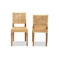 thumbnail image 2 of Baxton Studio Lesia Modern Bohemian Natural Brown Rattan and Walnut Brown Finished Wood 2-Piece Dining Chair Set, 2 of 7