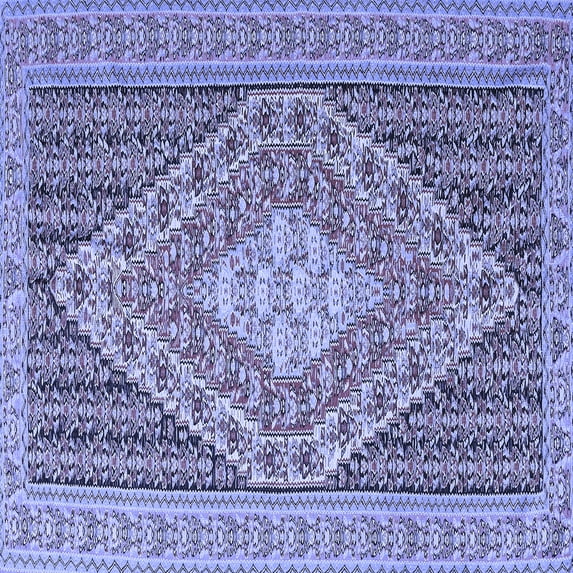 Ahgly Company Indoor Square Medallion Blue Traditional Area Rugs, 6' Square