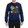 thumbnail image 2 of Wild Bobby Worship While You Wait Sunflower Pink and Yellow Inspirational/Christian Unisex Crewneck Sweatshirt, Navy, 3X-Large, 2 of 6