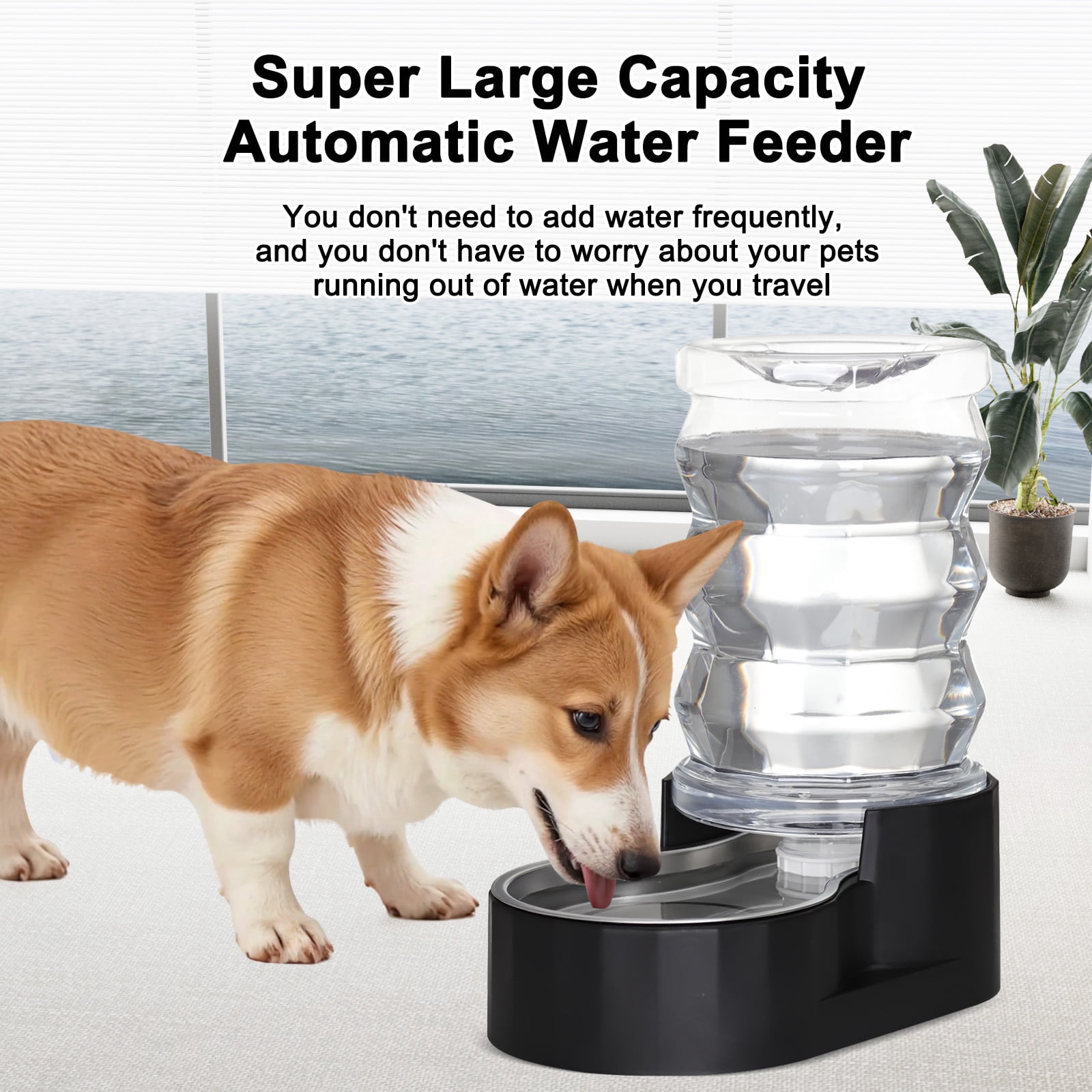 RIZZARI Stainless Steel 6L Pet Feeder - Automatic Pet Waterer without Filter for Dogs and Cats, 100% BPA Free