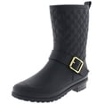 thumbnail image 2 of Capelli New York Ladies Matte, Quilted Shaft Mid-Calf Rain Boot with Ankle Strap Black 9, 2 of 4