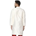 thumbnail image 3 of SKAVIJ Men's Art Silk Indian Wedding Long Kurta Regula Fit (Large, Offwhite), 3 of 5