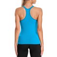 thumbnail image 2 of Attraco Women Solid Ribbed Workout Tank Tops Builting in Bra Tight Racerback Scoop Neck Sports Top, 2 of 6