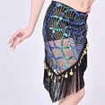 thumbnail image 6 of Xfvqtps Woman Sequin Dance Skirt Tassel Triangular Belt Belly Dancing Waist Towel Waist Chain Hip Towel Performance Skirt Green, 6 of 9