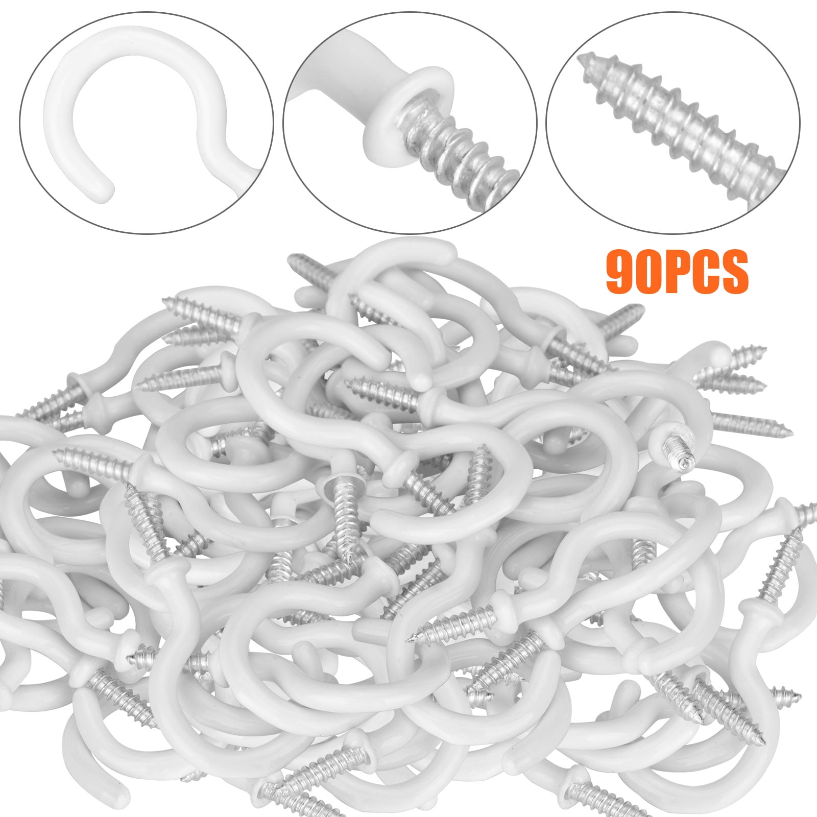 10pcs Cup Ceiling Hooks Metal Vinyl Coated Screw for Hanging Home and Office Cup 