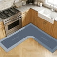 thumbnail image 4 of EazyTech Non-Slip L-Shaped Kitchen Rug, Machine Washable Absorbent Floor Mat for Bathroom, Living Room, Laundry Room Velvet Fleece, 4 of 7