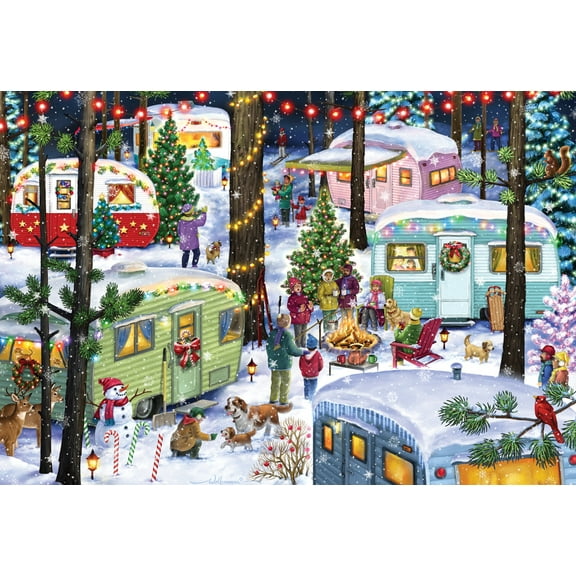 Vermont Christmas Company 'Christmas Camping' Jigsaw Puzzle 100 Piece