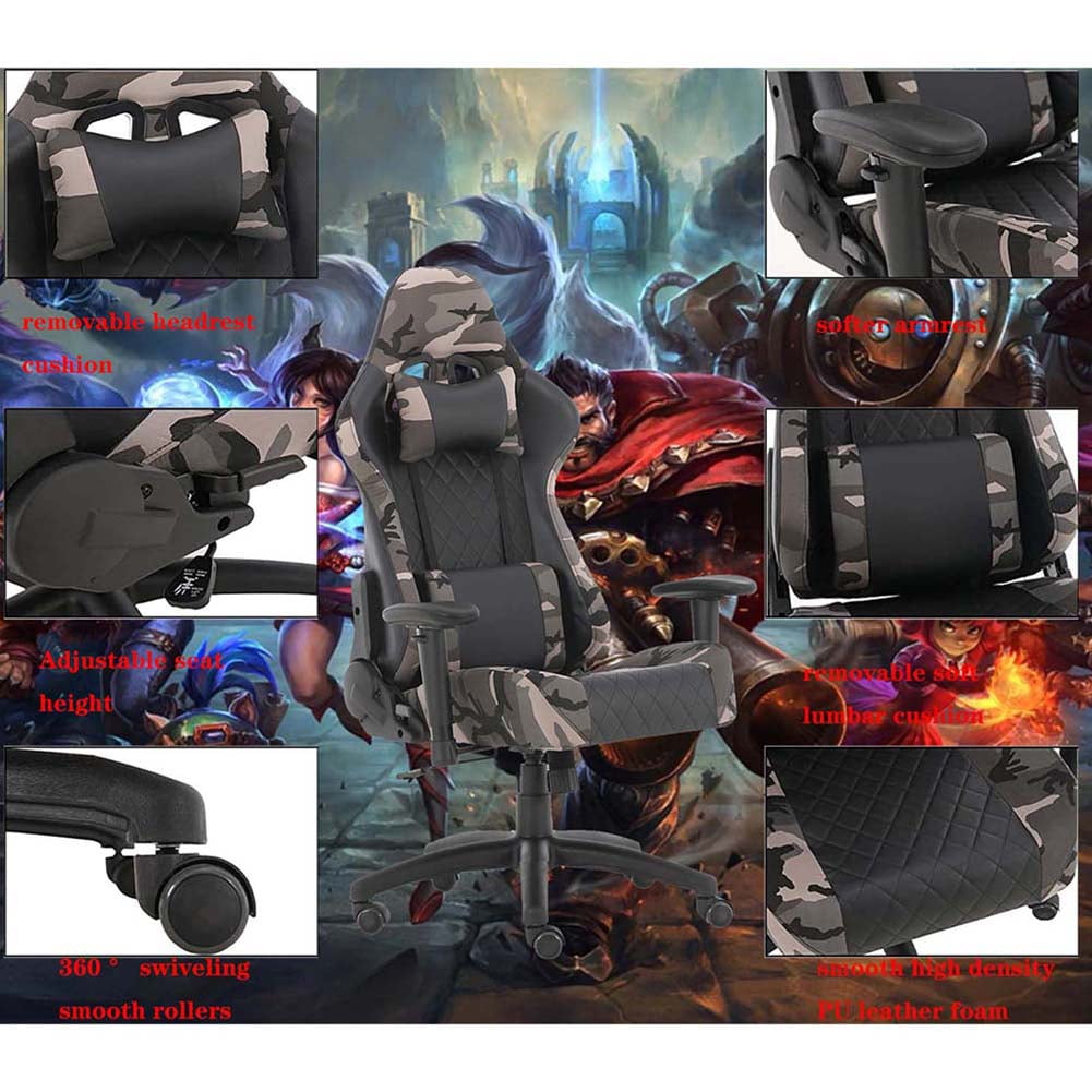 Kepooman Adult Gaming Chair, High-back Racing Chair, Computer Chair, Ergonomic Gaming Chair, Office Work Chair, with Headrest and Lumbar Support,Camouflage Kepooman Adult Gaming Chair, High-back Racing Chair, Computer Chair, Ergonomic Gaming Chair, Office Work Chair, with Headrest and Lumbar Support,Camouflage