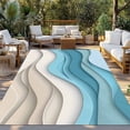 thumbnail image 2 of Outdoor Rug 4x6 Feet, Aqua Beige Ombre Entryway Rugs Floor Mats, Washable Runner Rug Non Slip, Modern Abstract Moire Art Geometric Indoor Outside Rugs for Patios/Porch/Camping, 2 of 9