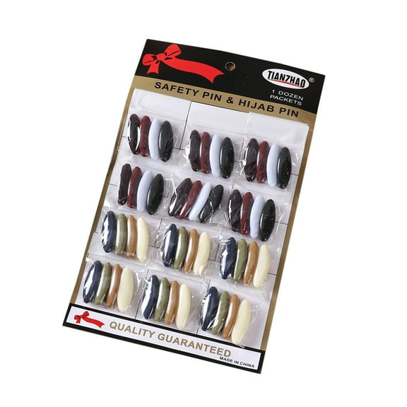 Hijab Pin 48 Pieces Shape Women Hijab Sari Pins Black and White Safety Pins Plastic Scarf Clip Brooch