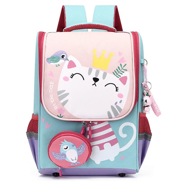 Kids Cartoon Cat Printed Backpack Travel School Bag Boys Girls Rucksack