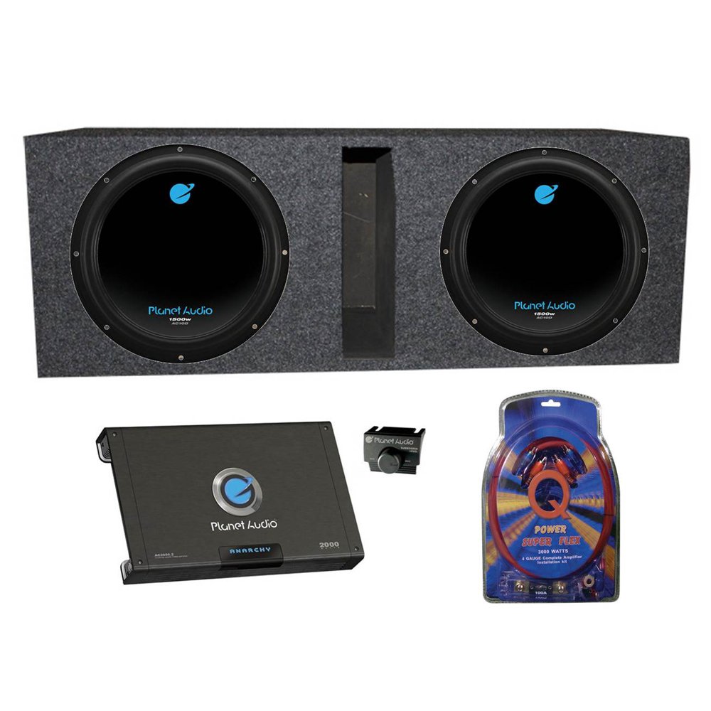 2) AUDIO AC10D 10" 3000W Subwoofers + Vented Box + 2 Channel Amp