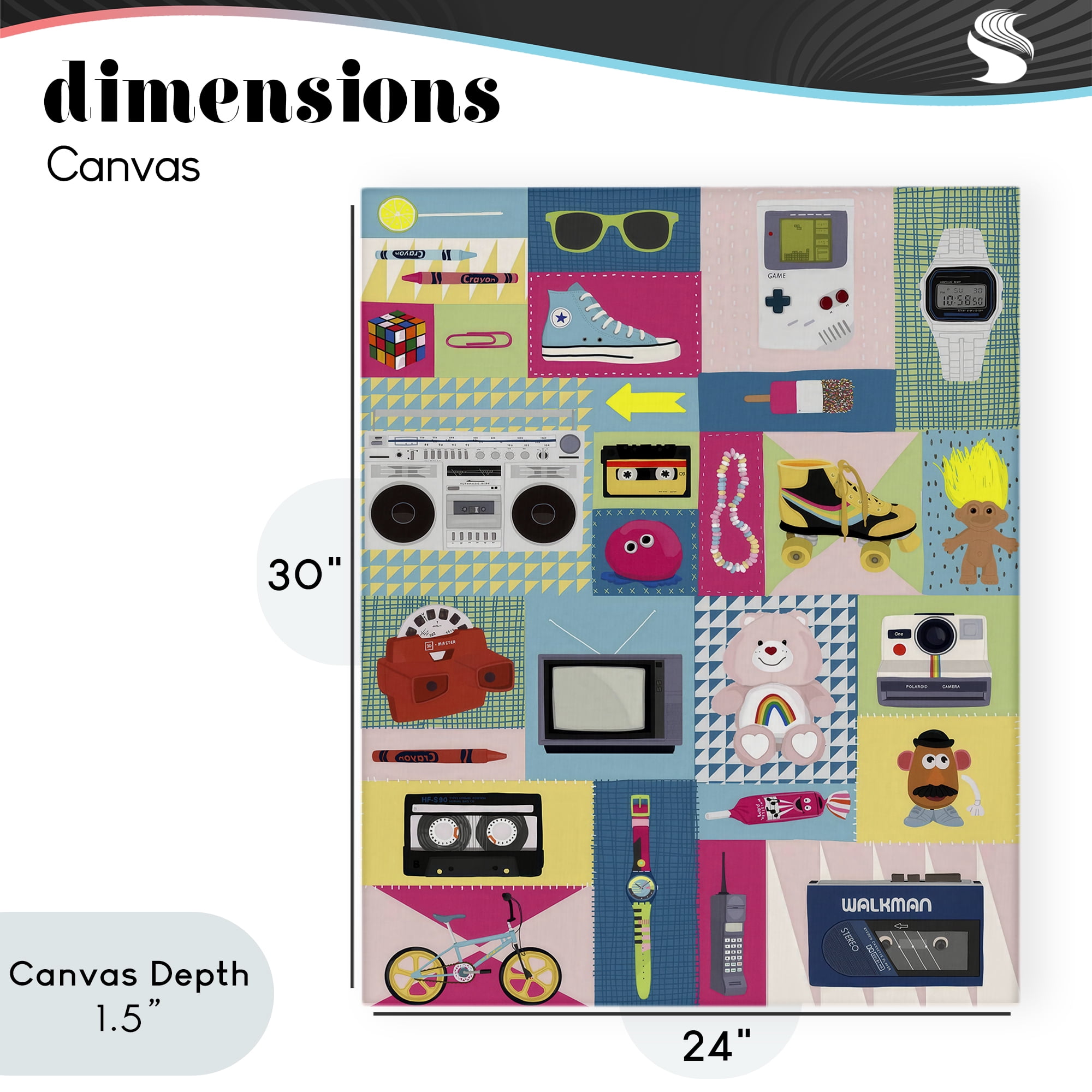 Stupell Industries Retro 80's Patchwork Collection Canvas Wall Art, design by Hanna Melin