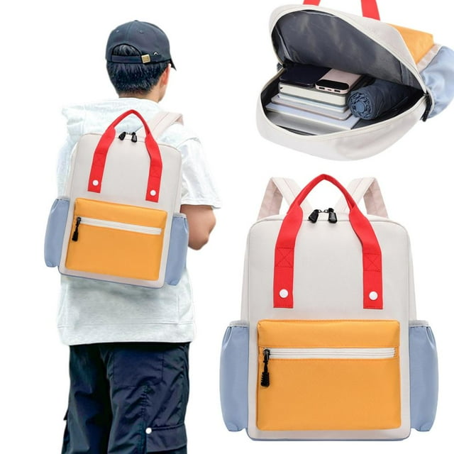Feltree Comfortable Lightweight Backpack with Breathable Fabric and Cute Color Block Design for School, Travel, and Daily Use