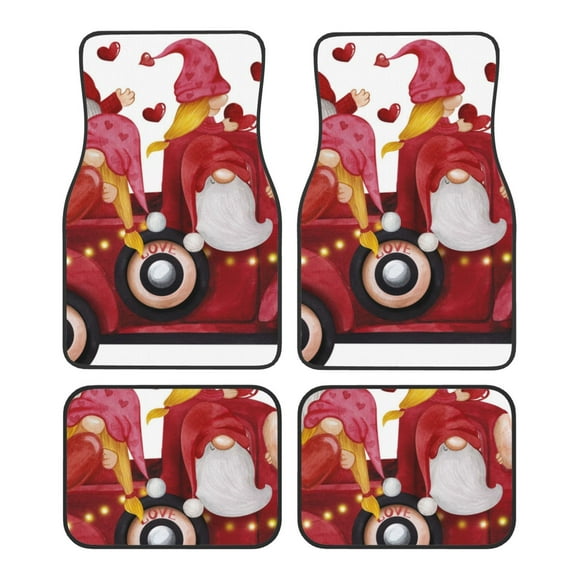 Vsdgher Truck With Gnomes Car Foot Mat Set of 4 Pieces Universal Floor Liner Car Accessories Fits Most Cars, Trucks, Vans, sedans, SUV