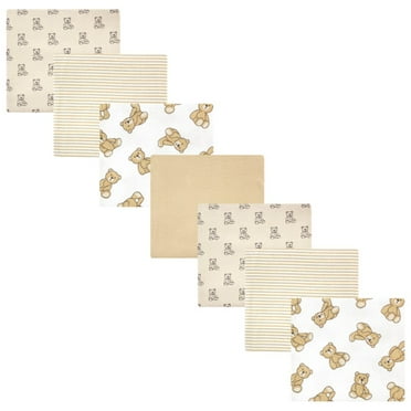 Hudson Baby Infant Boy Cotton Rich Flannel Receiving Blankets Bundle, Teddy Bears, One Size