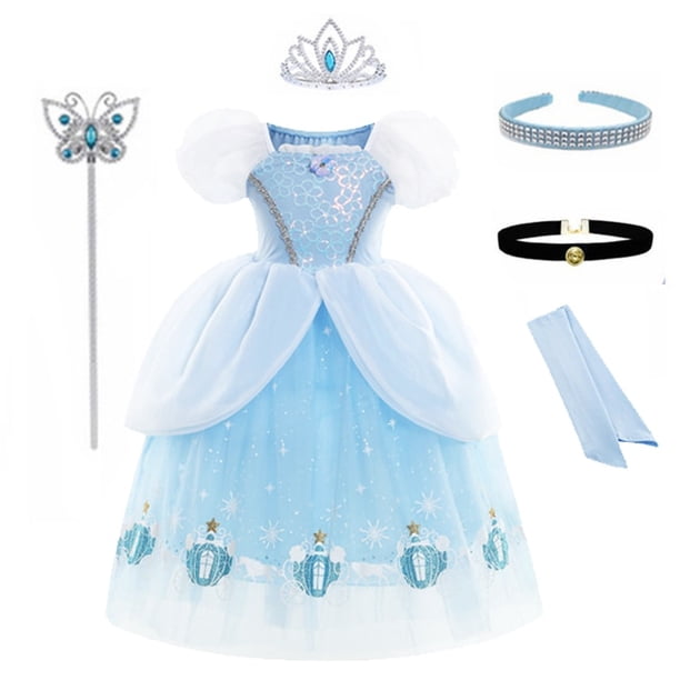 Vestido de princesa de Disney para niñas, vestido de baile de Navidad y Halloween, disfraz de Cenicienta para niñas, faldas para niños para fiesta de cumpleaños 140 Gao Jinjia LED