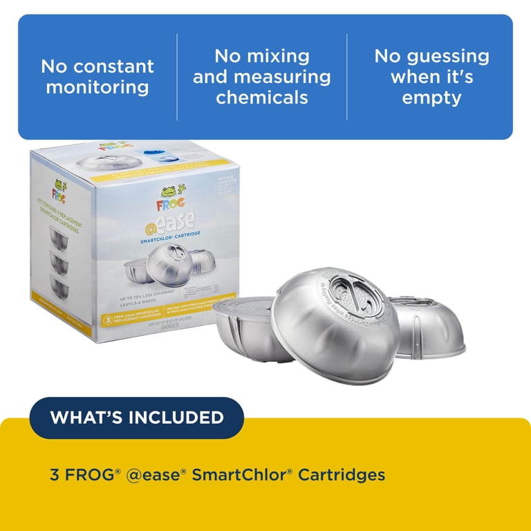 FROG @ease SmartChlor Replacement Cartridge – 3-Pack For In-Line Systems, Fits Marquis, Caldera, Artesian & Hot Spring Spas Up To 600 Gallons – Low Chlorine, No Cyanuric Acid