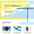 thumbnail image 4 of Vineego 9 FT Market Patio Umbrella Outdoor Straight Umbrella with Tilt Adjustable,White&Blue, 4 of 7
