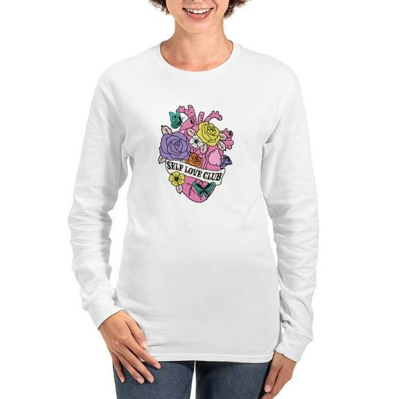 CafePress - Self Love Club Heart Long Sleeve T Shirt - Women's Long Sleeve Graphic Casual T-Shirt