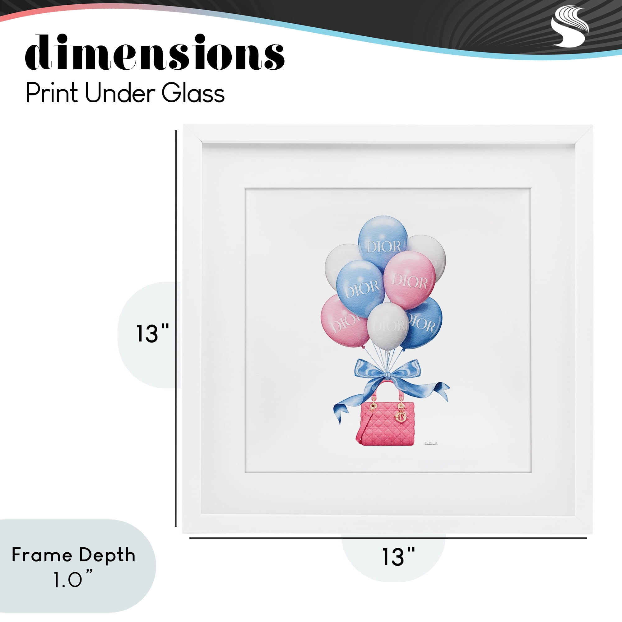 Stupell Industries Pink & Blue Handbag Balloons White Framed Print Under Glass, design by Amanda Greenwood