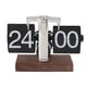thumbnail image 1 of Horloge de bureau mécanique à bascule 24 h, base en bois, acier inoxydable, style rétro, numérique, pour la maison et le bureau, 1 of 4