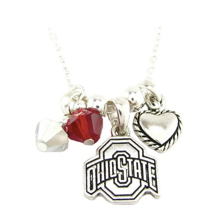 - Ohio State Buckeyes Austrian Crystal Silver Chain Red Charm Necklace Jewelry OSU.